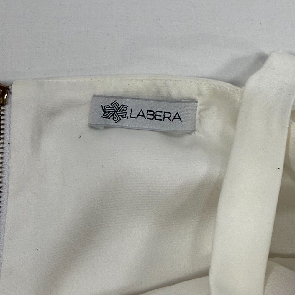 Draped Ruched Labera White Satin Bustier Crop Top - Picture 6 of 6